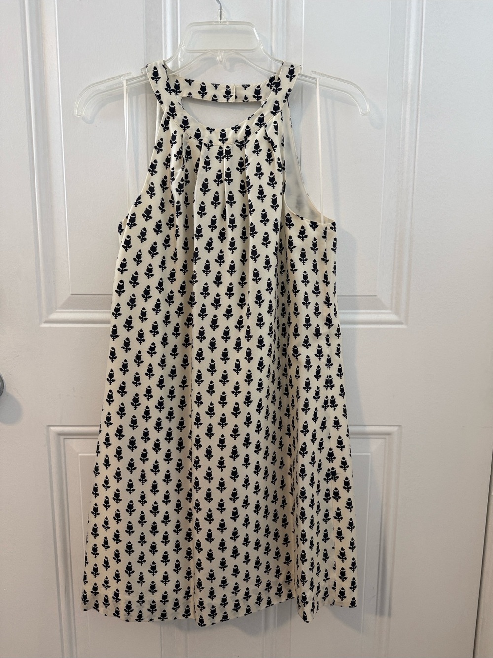 J. Crew white/ cream Dress with Black Floral Print
